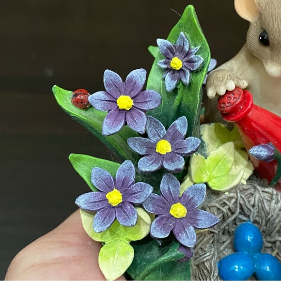 Charming Tails Fitz and Floyd Expecting A Miracle Mouse Bird Flowers Figurine - Picture 13 of 16